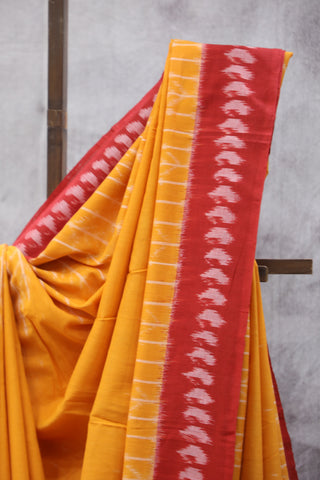 Yellow Pochampalli Cotton Ikat Saree-SRYPCIS21EX