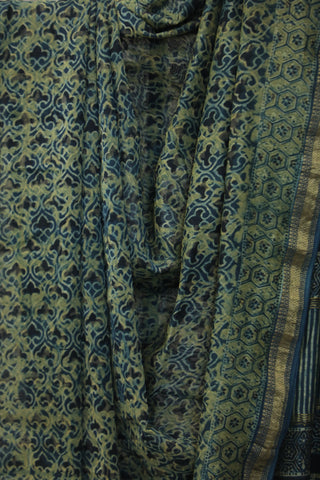 Indigo HBP Cotton Silk Saree With Maheshewari Border - SRICSS892