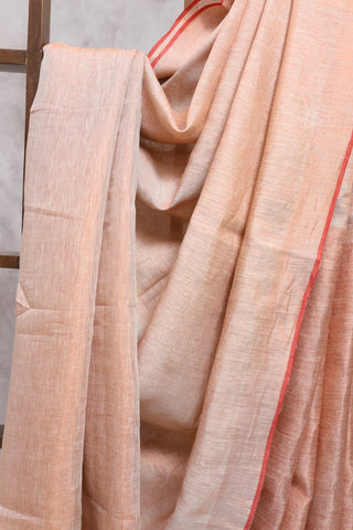 Orange Plain Linen Saree-SROPLS117