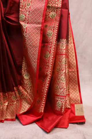 Maroon Banarasi Silk Saree-SRMBSS371