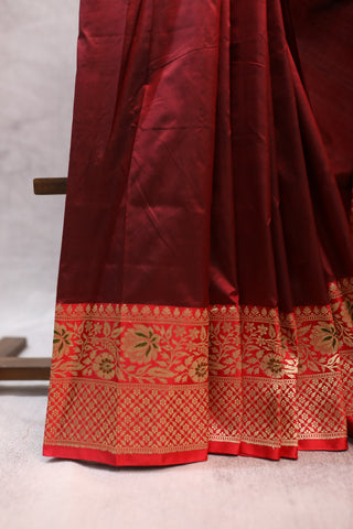 Maroon Banarasi Silk Saree-SRMBSS371