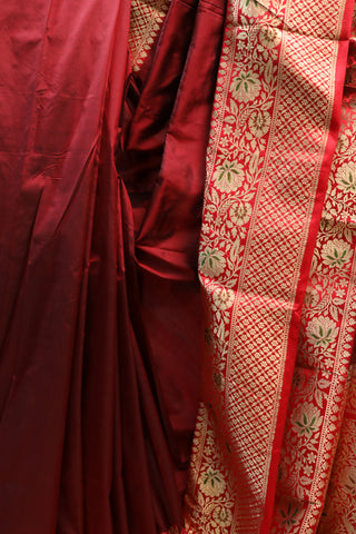 Maroon Banarasi Silk Saree-SRMBSS371