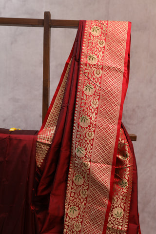 Maroon Banarasi Silk Saree-SRMBSS371