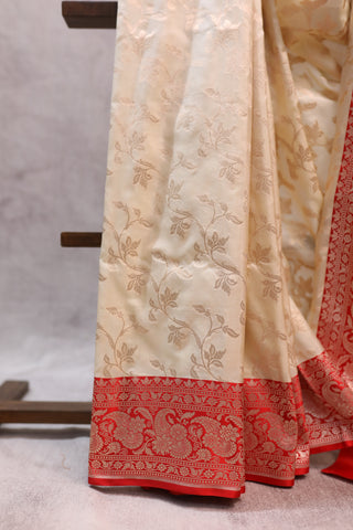 Beige Banarasi Silk Saree-SRBBSS376