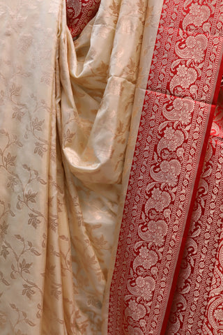 Beige Banarasi Silk Saree-SRBBSS376