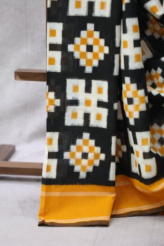 Mustard Black Pochampalli Cotton Ikat SRMBPCIS43EX