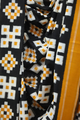 Mustard Black Pochampalli Cotton Ikat SRMBPCIS43EX