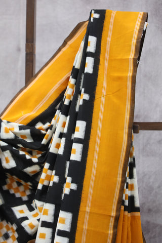 Mustard Black Pochampalli Cotton Ikat SRMBPCIS43EX