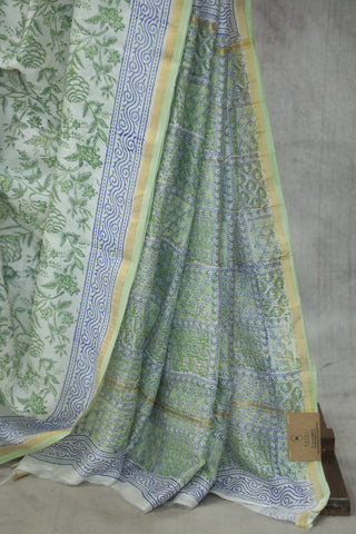 White HBP Cotton Silk Saree With Chanderi Border - SRWCSS932