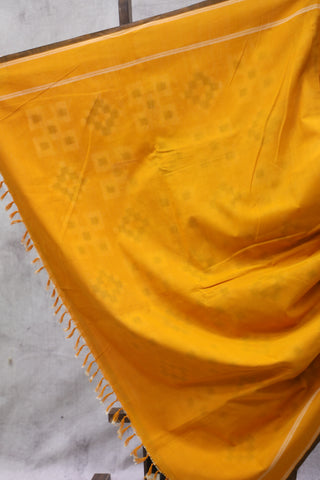 Mustard Black Pochampalli Cotton Ikat SRMBPCIS43EX