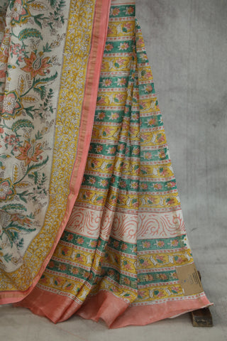 White HBP Cotton Silk Saree With Chanderi Border - SRWCSS931