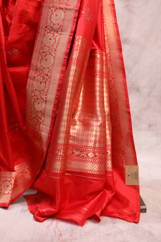 Red Banarasi Silk Saree-SRRBSS409