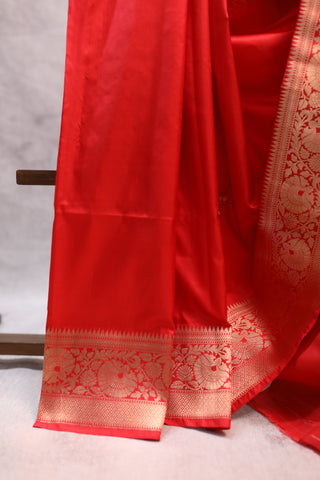 Red Banarasi Silk Saree-SRRBSS409