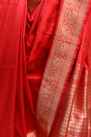 Red Banarasi Silk Saree-SRRBSS409