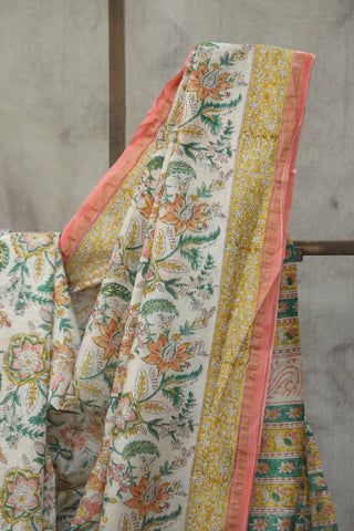 White HBP Cotton Silk Saree With Chanderi Border - SRWCSS931