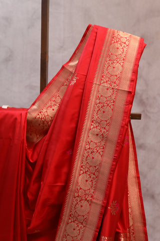 Red Banarasi Silk Saree-SRRBSS409