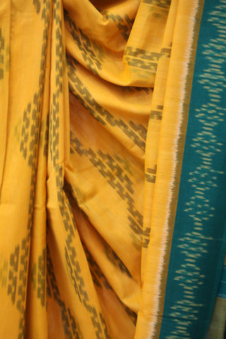 Mustard Yellow Pochampalli Cotton Ikat SRMYPCIS42EX