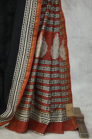 Black HBP Cotton Silk Saree With Chanderi Border - SRBCSS930