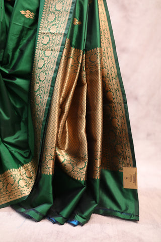 Green Banarasi Silk Saree-SRGBSS388