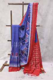 Blue Pochampalli Cotton Ikat Saree- SRBPCIS35EX