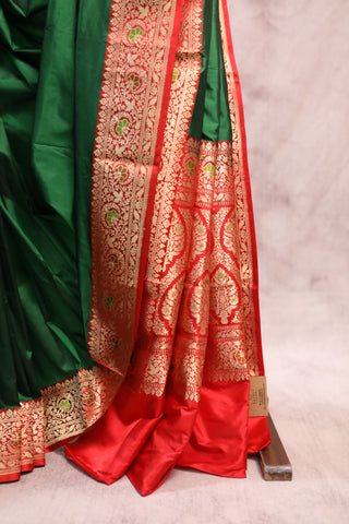 Green Banarasi Silk Saree-SRGBSS372