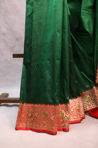 Green Banarasi Silk Saree-SRGBSS372