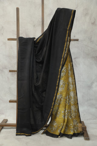 Black HBP Cotton Silk Saree With Chanderi Border - SRBCSS924