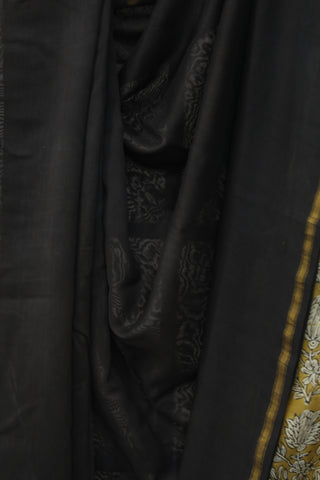 Black HBP Cotton Silk Saree With Chanderi Border - SRBCSS924