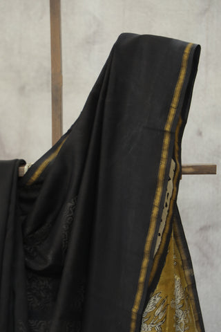 Black HBP Cotton Silk Saree With Chanderi Border - SRBCSS924