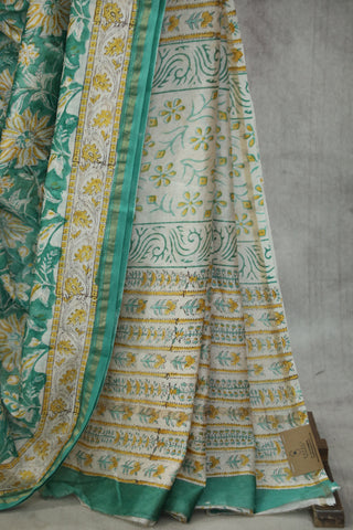 Green HBP Cotton Silk Saree With Chanderi Border - SRGCSS925