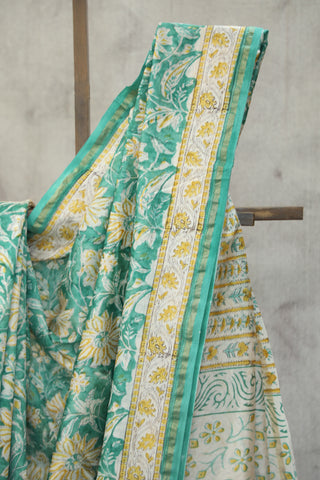 Green HBP Cotton Silk Saree With Chanderi Border - SRGCSS925