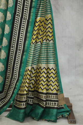 Green HBP cotton Silk Saree With Chanderi Border - SRBCSS9231