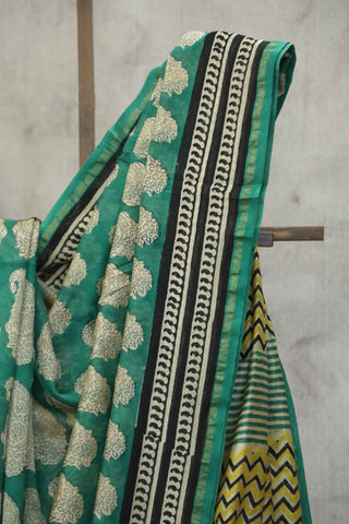 Green HBP cotton Silk Saree With Chanderi Border - SRBCSS9231