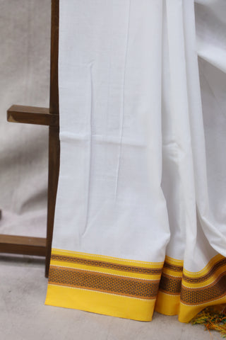 White Cotton Ilkal Saree -SRWCIS15EX