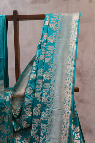 Sea Green Banarasi Silk Saree-SRGBSS04EX