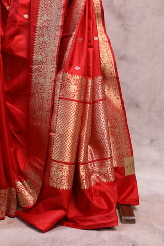 Red Banarasi Silk Saree-SRRBSS330