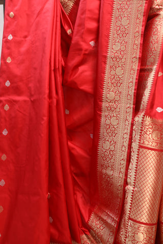 Red Banarasi Silk Saree-SRRBSS330