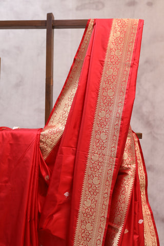 Red Banarasi Silk Saree-SRRBSS330