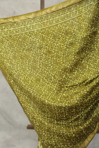 Olive Green HBP Cotton Silk Saree With Maheshwari Border - SROGCSS917