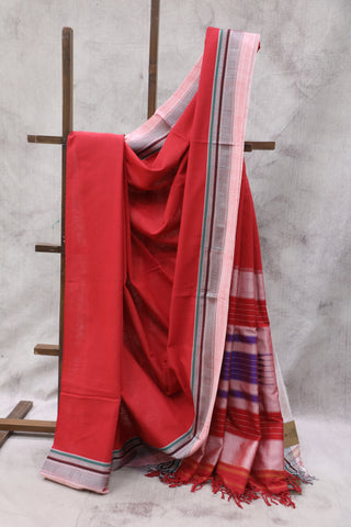 Red Cotton Ilkal Saree - SRSBCIS29EX