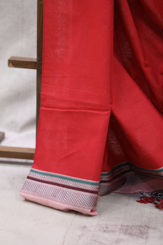 Red Cotton Ilkal Saree - SRSBCIS29EX