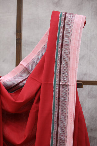 Red Cotton Ilkal Saree - SRSBCIS29EX