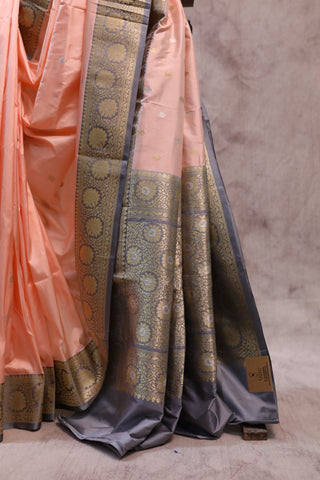 Peach Banarasi Silk Saree-SRPBSS319