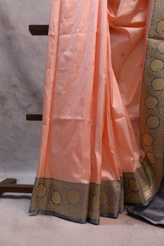 Peach Banarasi Silk Saree-SRPBSS319