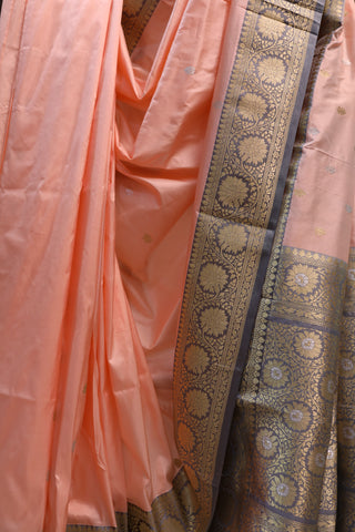 Peach Banarasi Silk Saree-SRPBSS319