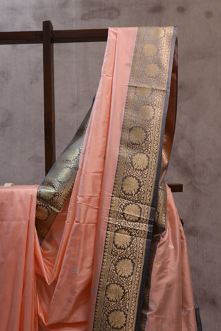 Peach Banarasi Silk Saree-SRPBSS319