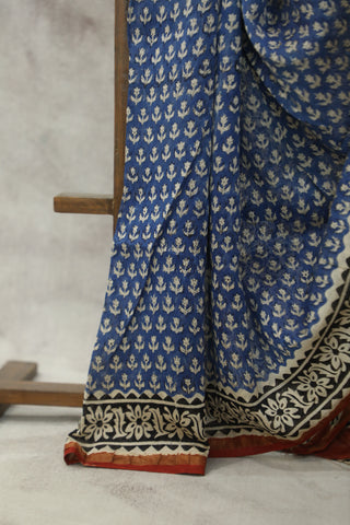 Blue HBP Cotton Silk Saree With Chanderi Border - SRBCSS908