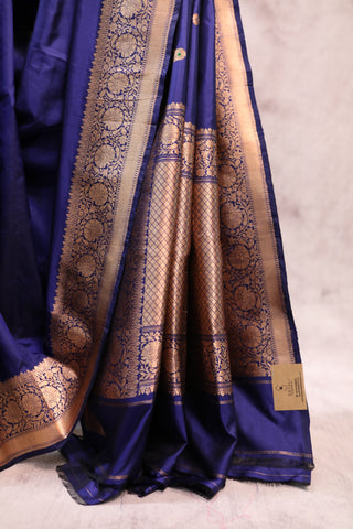 Dark Blue Banarasi Silk Saree-SRDBBSS3404