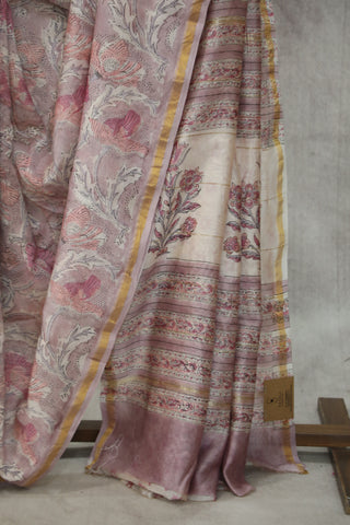 Lilac HBP Cotton Silk Saree With Chanderi Border - SRLCSS910