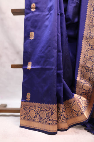 Dark Blue Banarasi Silk Saree-SRDBBSS3404